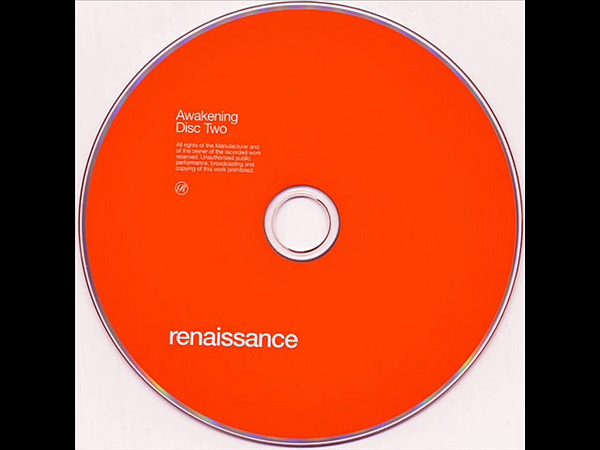 A bright orange CD labeled 'Awakening Disc Two' from the Renaissance series.