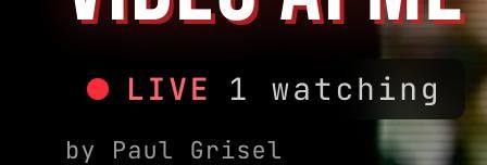 Screenshot of a live video streaming page showing only one viewer and no chat messages.