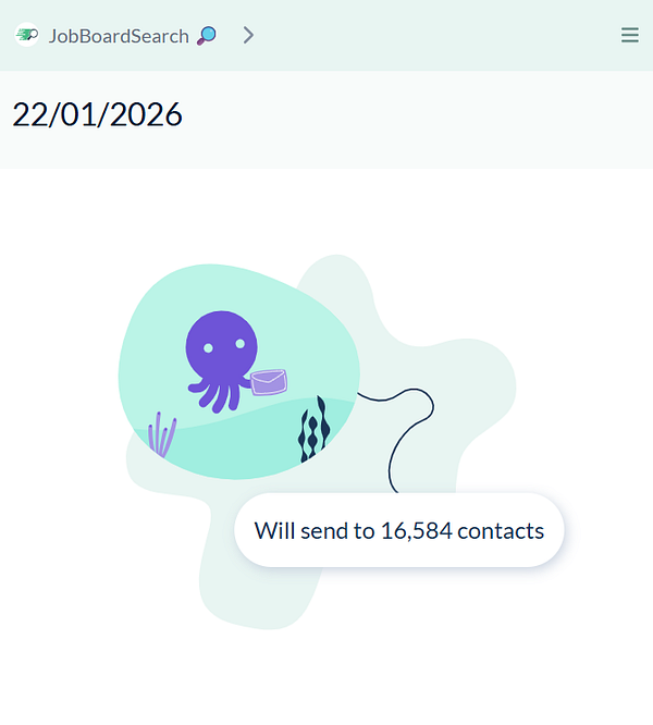 Screenshot of a design interface for a newsletter template titled 'Weekly Job Listings for Your Job Search'.