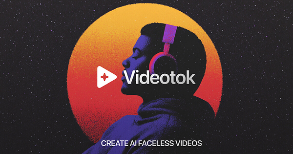 The image features a stylized graphic promoting the Videotok platform.