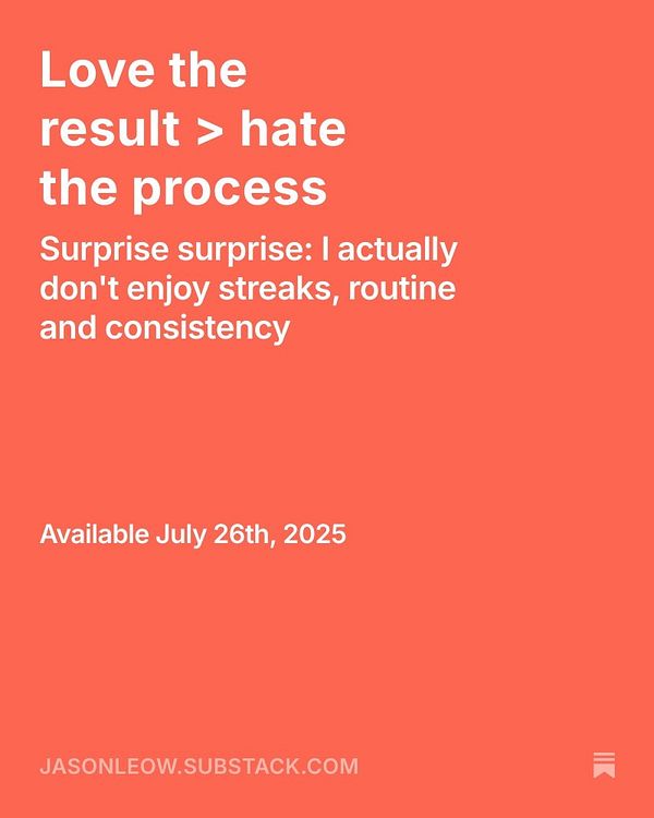 A promotional graphic for a newsletter titled 'Love the result > hate the process'.