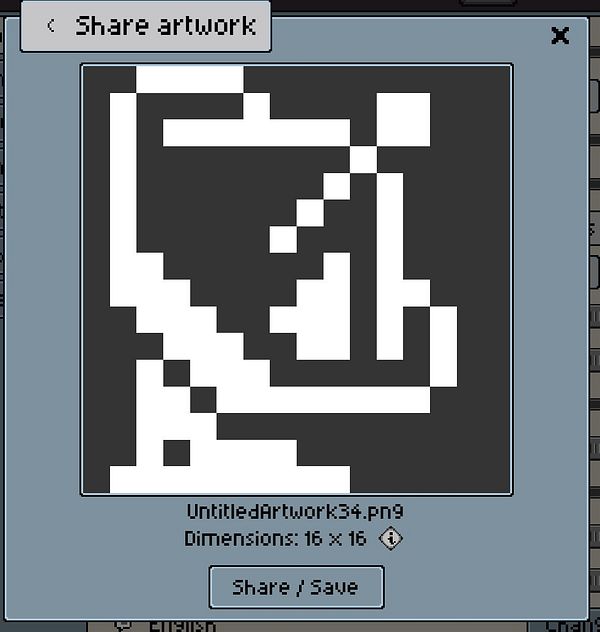 A pixel art representation of a satellite dish displayed in a sharing interface.