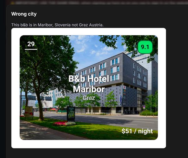 Screenshot of a hotel management software interface showing a filter for cities and a list of hotels with their city assignments highlighted in a dropdown menu.