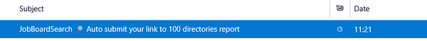 Screenshot of a directory submission report interface showing status for several websites and metrics.