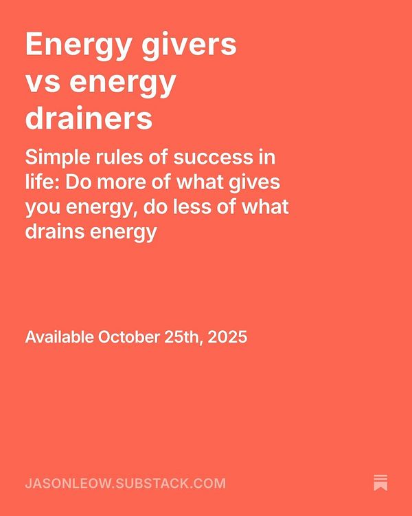 The image features a newsletter announcement about energy givers and drainers.