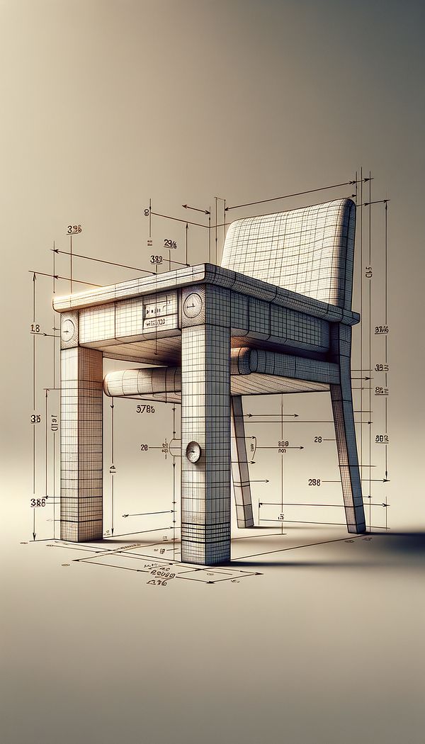 a piece of furniture with visible height, width, and depth measurements