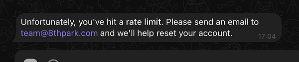 A message indicating a rate limit has been reached for user calls to OpenAI.