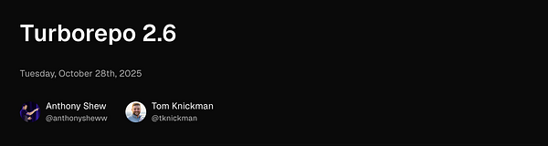 The image features a promotional graphic for Turborepo 2.6.