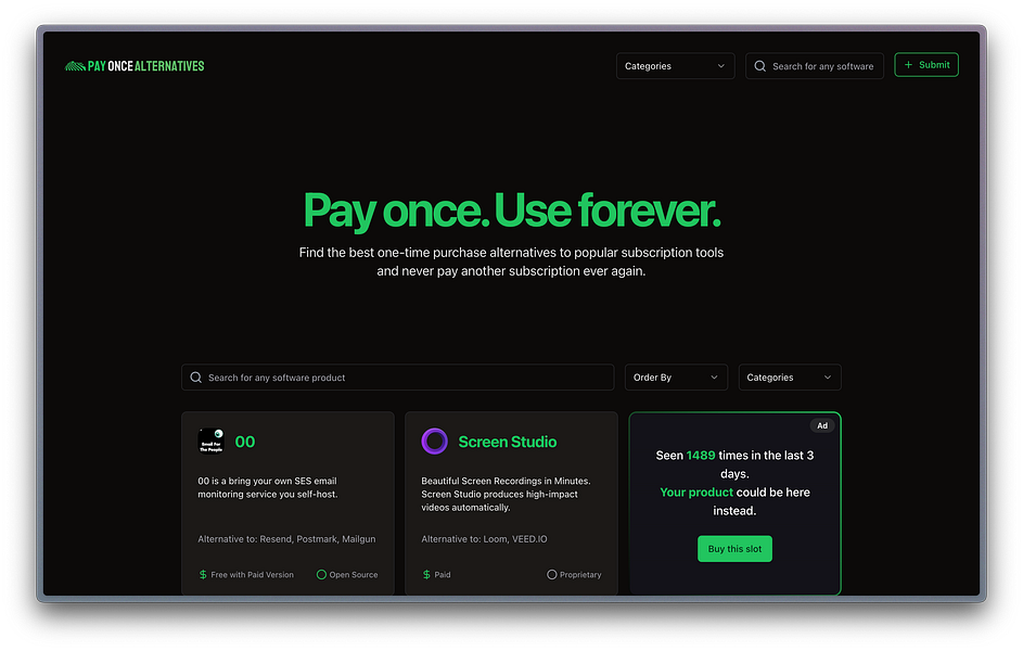 Pay Once Alternatives