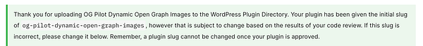 Screenshot of a WordPress plugin directory submission page showing a 27-day queue time for initial review.
