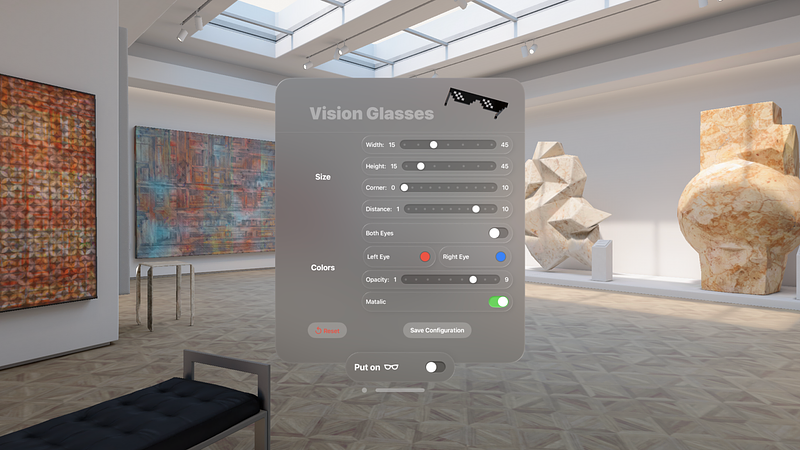 Screenshot of Vision Glasses