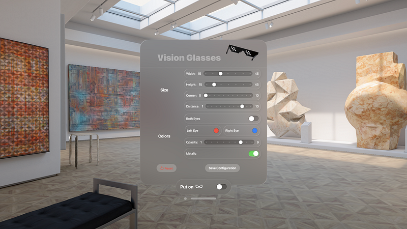 Screenshot of Vision Glasses