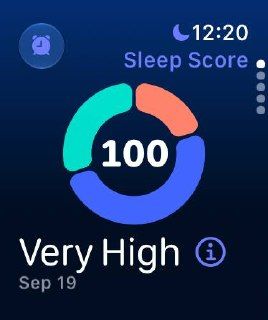 Screenshot of an Apple Watch sleep tracking summary displayed on an iPhone.