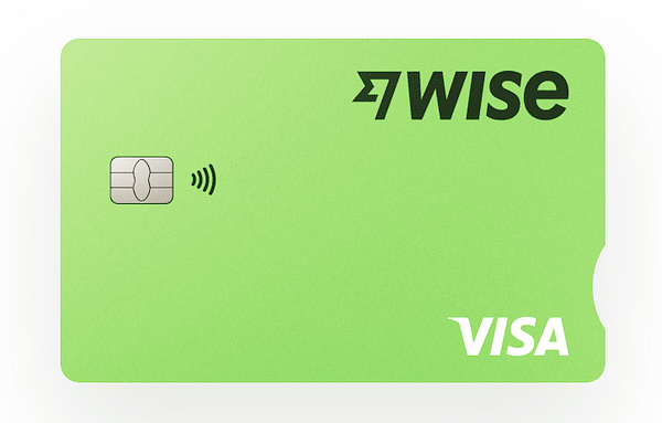 A green WISE Visa card is displayed prominently.