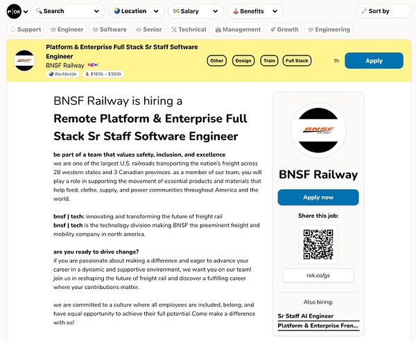 BNSF Railway Company logo with a design featuring blue barbed wire and a faded railroad track backdrop.