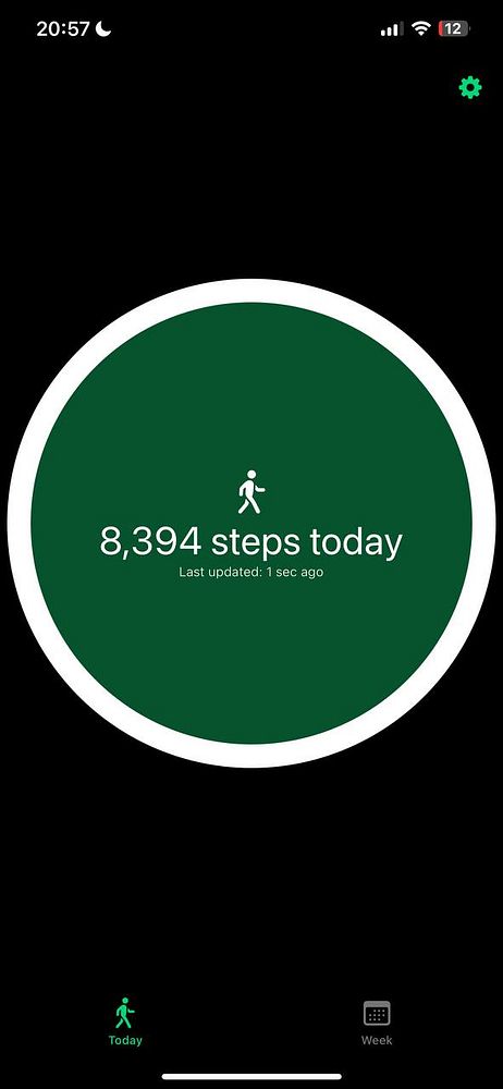 The image displays a step count tracker showing 8,394 steps for the day.