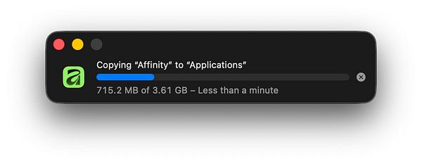 Screenshot of Affinity Designer software window displaying an active mechanical engineering workspace file with various design elements.
