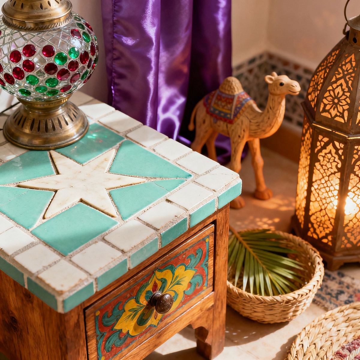 Room AI – Kids' Moroccan Nook with Star Zellige and Lanterns