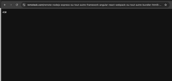 A web browser displaying a 410 error page from a specific URL.