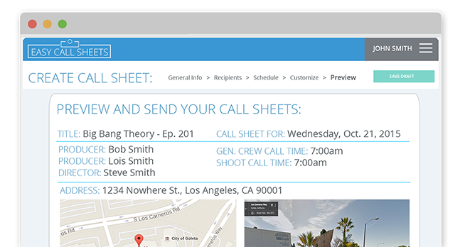 Easy Call Sheets
