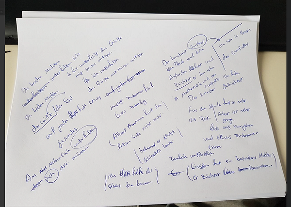 A German language learning progress interface showing daily streak and lesson achievements.