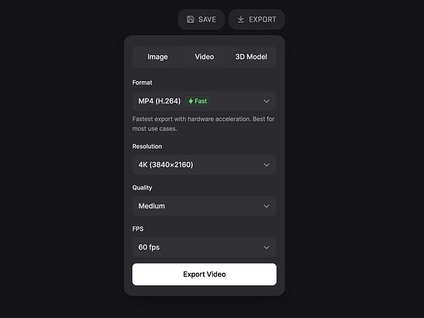 Screenshot of a JSON code editor showcasing the code for an export block.