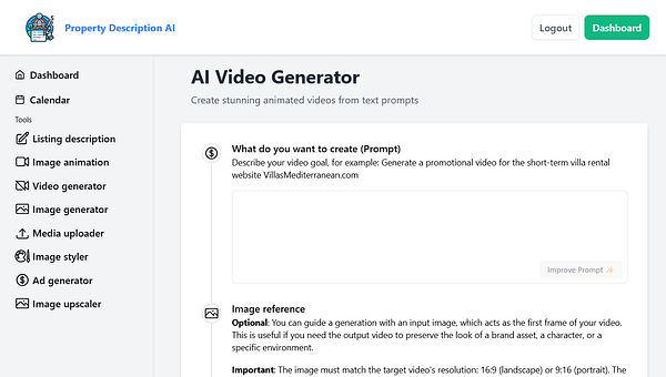 Screenshot of a Microsoft Power Automate interface displaying a video generation workflow with an error message in the 'Create video' action.