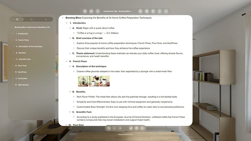 Screenshot of OmniOutliner 6