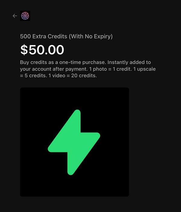 The image displays a promotional offer for purchasing credits on a platform.