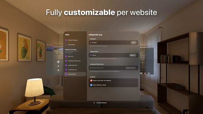 Screenshot of Noir ‒ Dark Mode for Safari