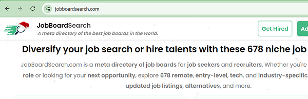 Screenshot of a job board search webpage featuring job listings from various companies and an interface with navigation, filtering, and job post details.
