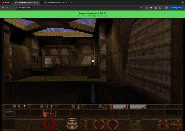 Screenshot of a computer terminal running Quake 1 with DOSBox, showing text-based game information and console commands.