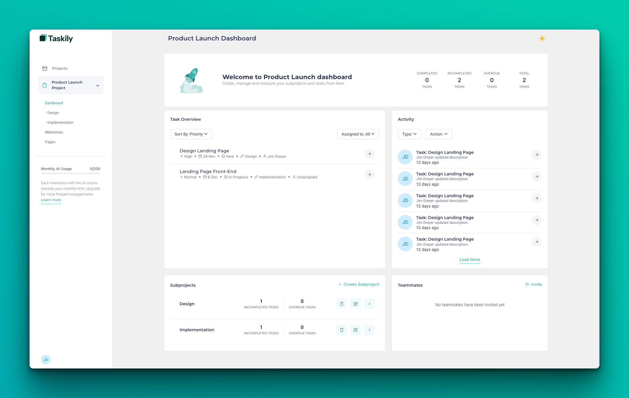 Taskily: Task management tool with a goal to perfectly | BetaList