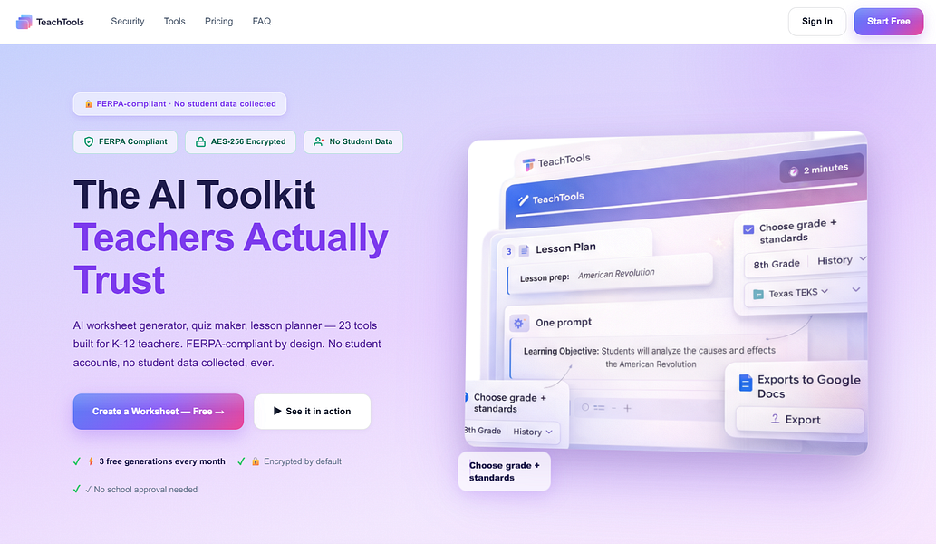 TeachTools – Create FERPA-compliant worksheets, quizzes, and lesson plans visual 3