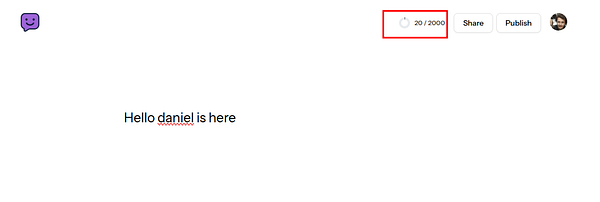 The image displays a text input interface with a character count feature.