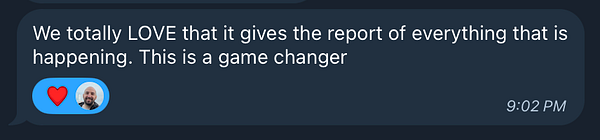 A positive customer feedback message about the #watchdog dashboard.