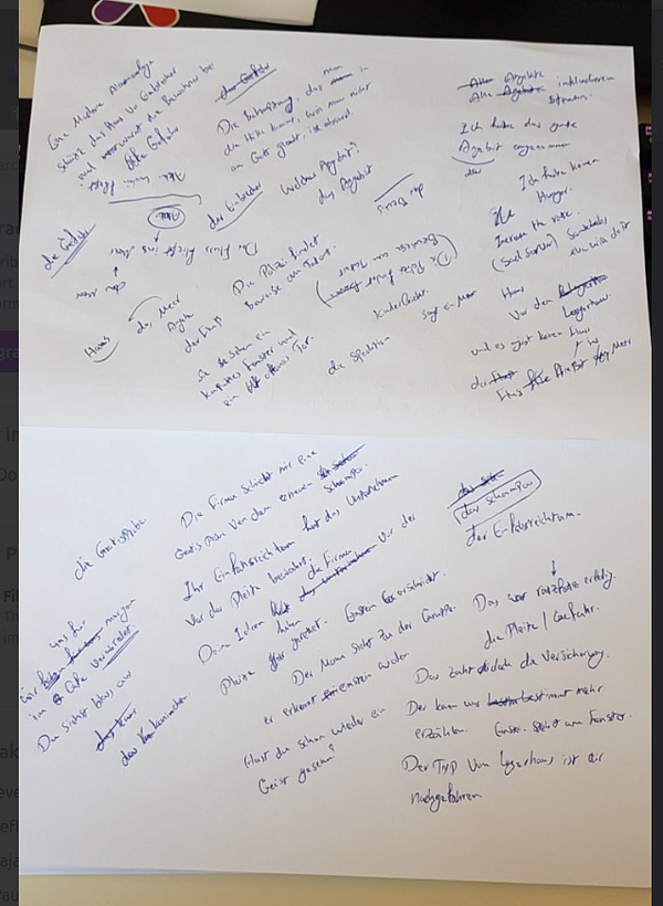 A stylized graphic illustrating the German word "Garten" with labeled objects representing each letter.