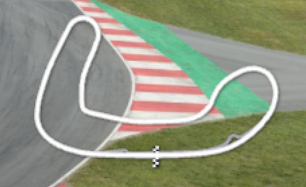 Side-by-side comparison of the Brands Hatch Indy Circuit map: an SVG schematic on the left and a real aerial photo on the right.