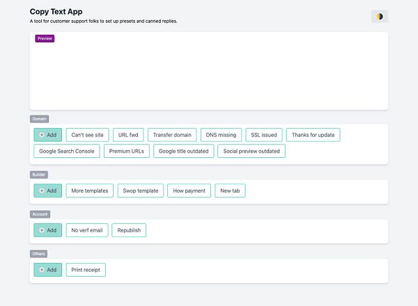 The image displays a user interface for a customer support tool designed for creating canned responses.