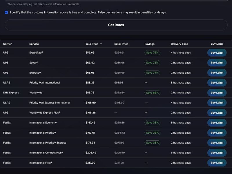 Shipping Cost Calculator