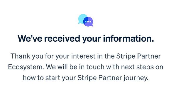 Mobile phone screen displaying Stripe Partner Program application interface with branding and navigation elements.