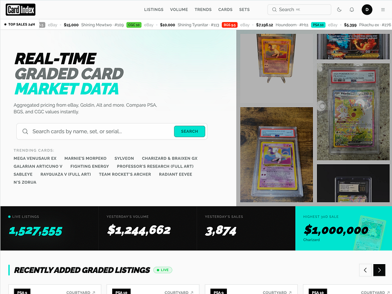 CardIndex – Real-time Pokémon card prices and sales data across major marketplaces visual 2