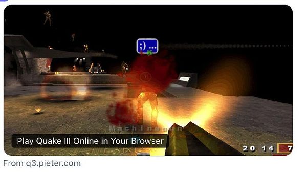 Screenshot of a webpage preview showing the text 'q3.pieter.com' with an options bar and a status message.