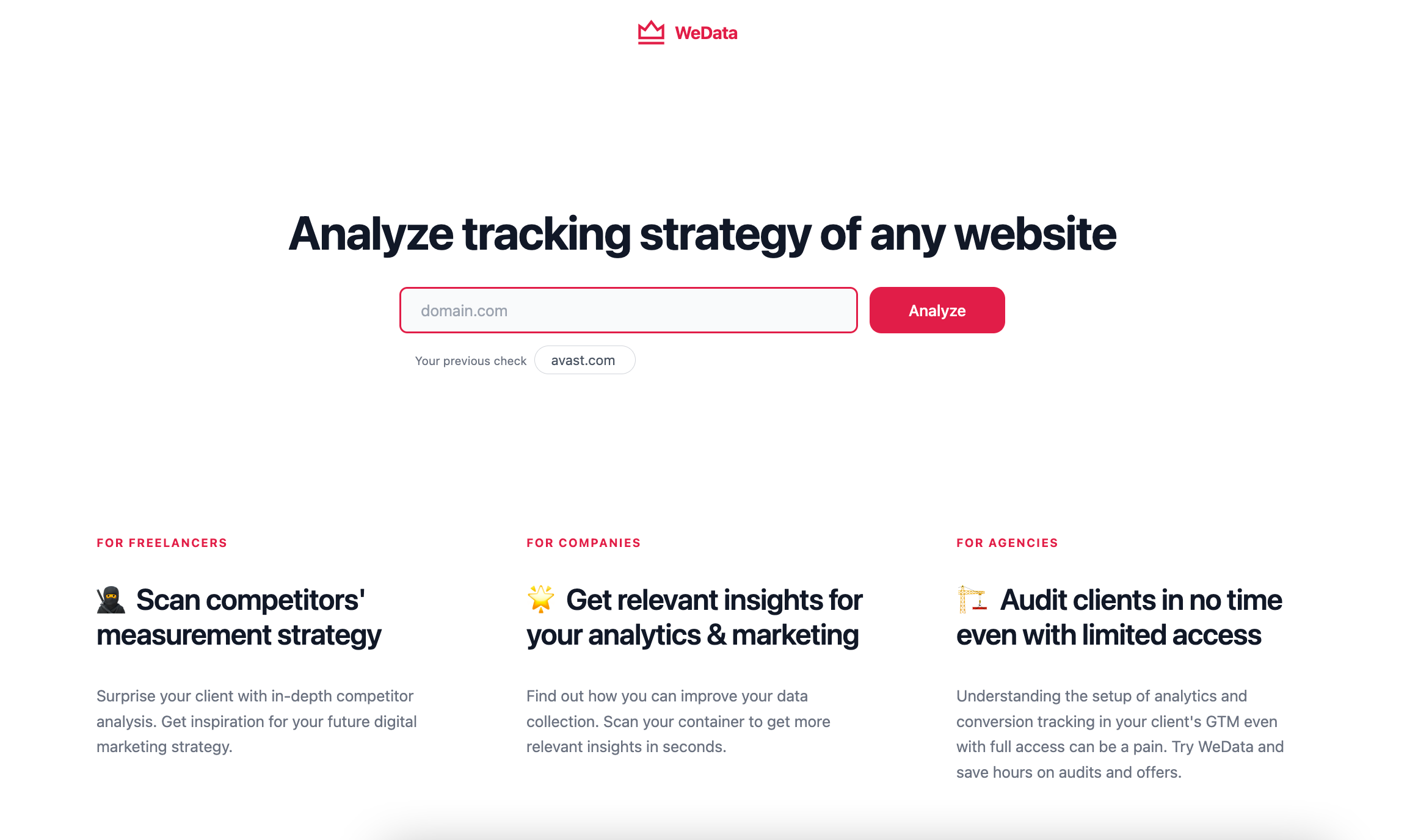 WeData: Analyze tracking strategy of any website | BetaList