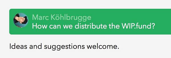 A task post discussing the distribution of the WIP fund.