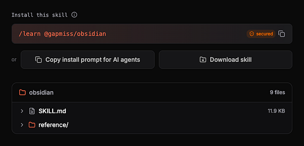An infographic displaying an improved method for installing a skills module using a user interface with options for copying a prompt or downloading a ZIP file.