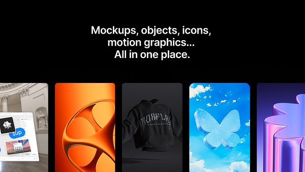 A visually striking display of various design elements and mockups for a landing page.