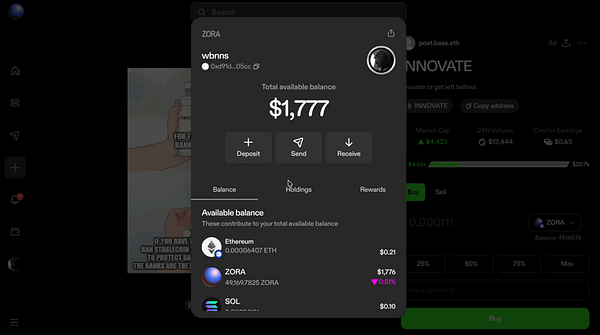 Screenshot of a cryptocurrency trading interface displaying a swap between $ZOra and $Eth with price details and transaction inputs.