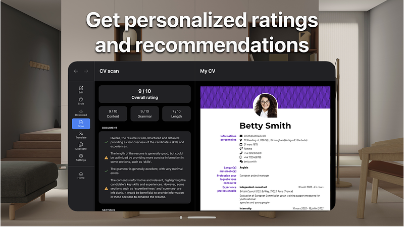 Screenshot of Intelligent CV: Resume Builder