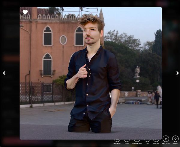 A digitally manipulated image of a man standing in a scenic outdoor setting.